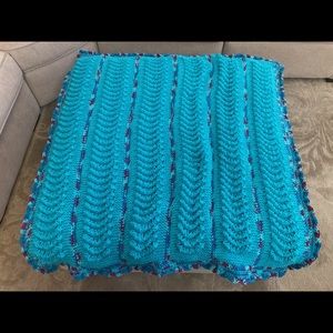 Handmade Knitted blanket 44 x 44 Teal